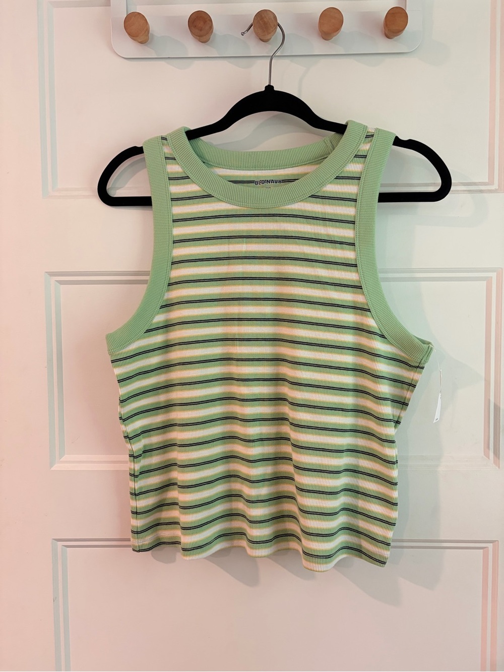 Old Navy Women’s Snug Striped Green Ribbed Tank Top | XL